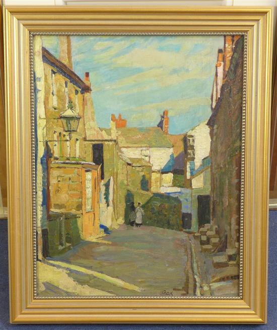 § John Anthony Park (1880-1962) Pudding Lane, St Ives, 19 x 14.75in.